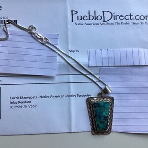 Curtis Manygoats turquoise inlay pendant